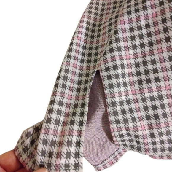 Preppy Sleeveless Polly Street Style Pink-Gray-White Gingham Belted Clueless  XL - Picture 5 of 8